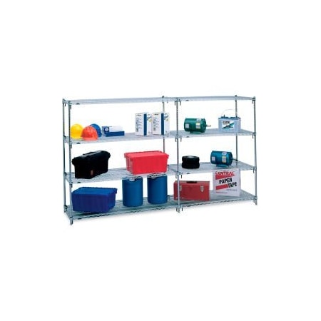 Metro, Chrome, 4 Tier, Wire Shelving Add-On Unit, 48W X 18D X 74H